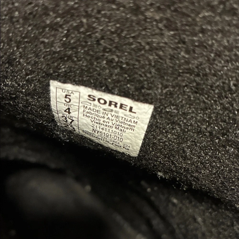 Sorel Black and Cream Kids Snow Boots